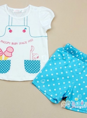 断码清仓 夏新款史努比专柜正品童装 女童韩版针织短袖套装41052