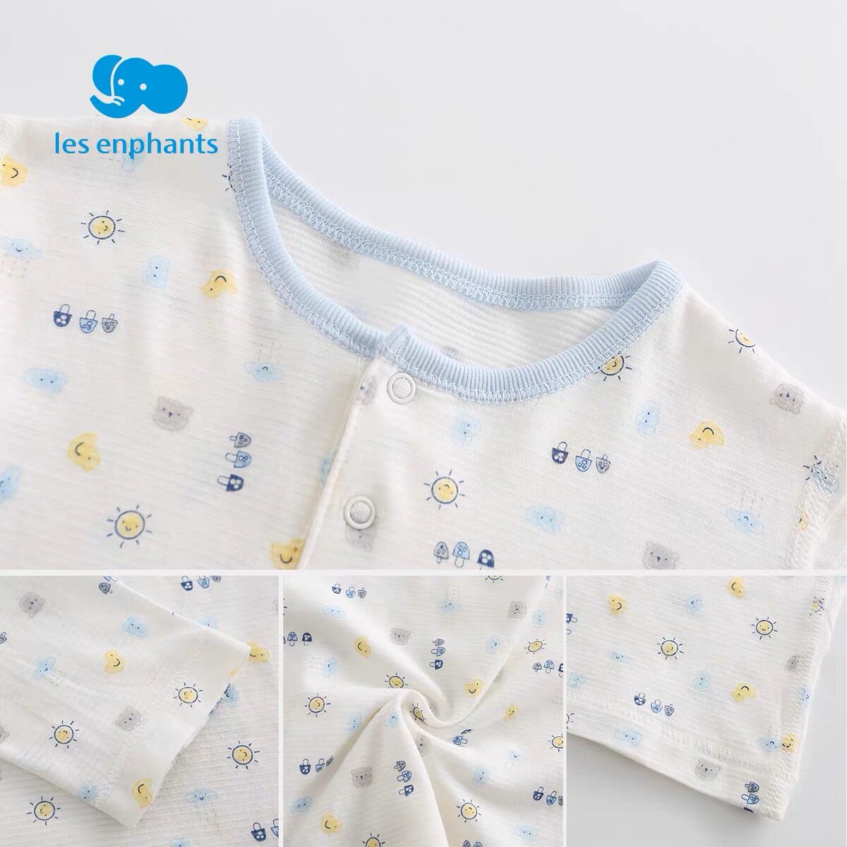 통관 LIYINGFANG  여름 얇은 속옷 어린이 면화 텐셀 탑 긴팔 잠옷 에어컨 의류|바지