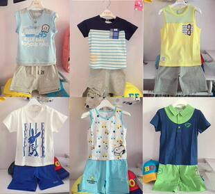 样衣特卖包邮 史努比专柜正品童装 夏款男童针织套装80/90