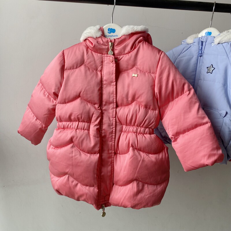 清仓丽婴房专柜童装 秋冬新款女宝羽绒服中长加厚羽绒外套90-100