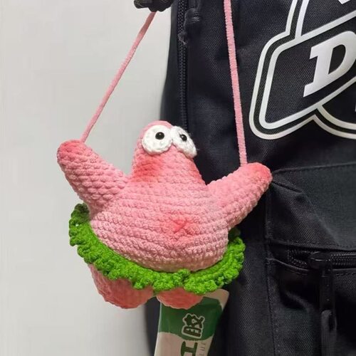 手工钩针毛线diy编织翘臀派大星玩偶材料钥匙扣包挂车挂可爱送人