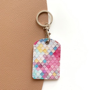 菱形可爱门禁卡套长方形小卡感应公交电梯卡保护套钥匙扣一体卡包