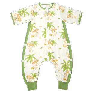 思萌宝宝分腿睡袋秋冬竹棉纱布薄款儿童秋季睡衣防踢被四季通用