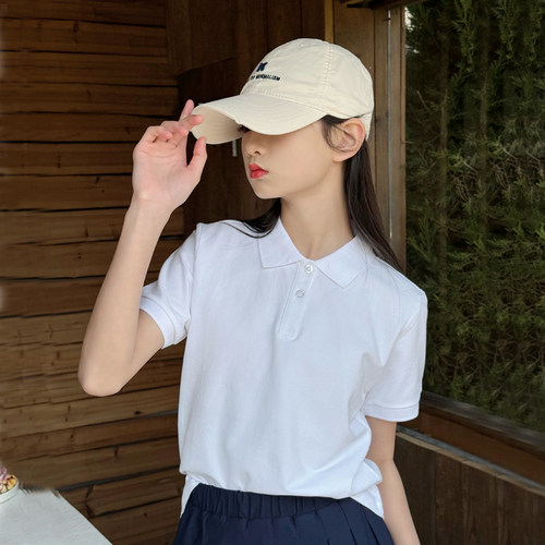 儿童纯白色polo衫2026夏季新款