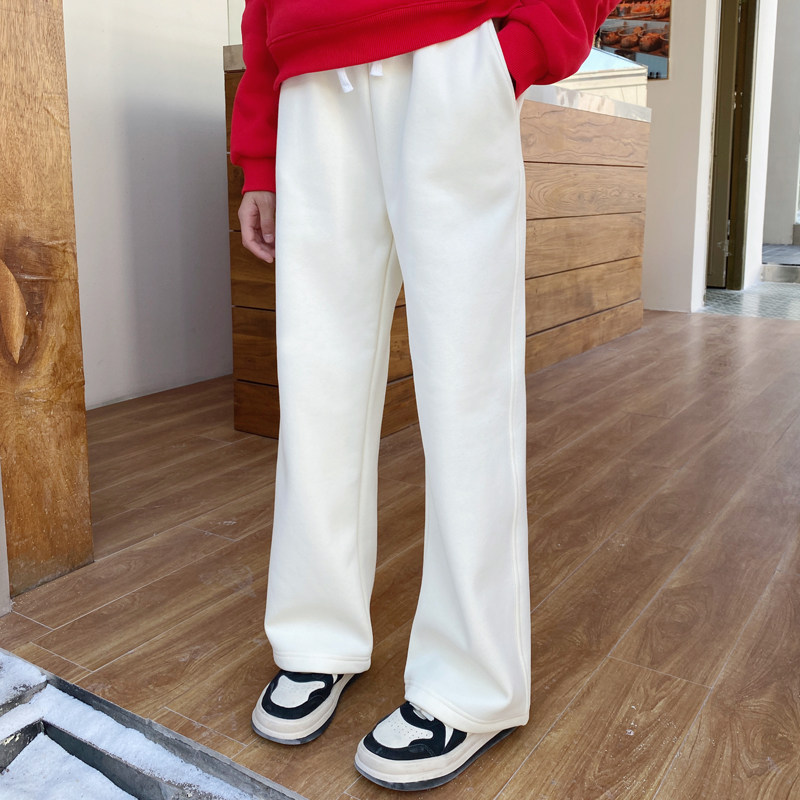 冬季女童加绒运动裤阔腿裤直筒裤子休闲卫裤纯棉白色韩版宽松长裤,童装/婴儿装/亲子装,裤子,淘宝优惠券,粉丝福利购,淘宝优惠卷
