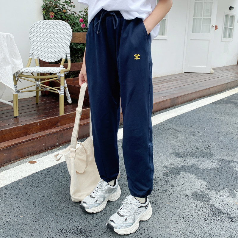 女童夏季裤子薄款2026新款儿童运动裤中大童韩休闲运动长裤宝蓝色