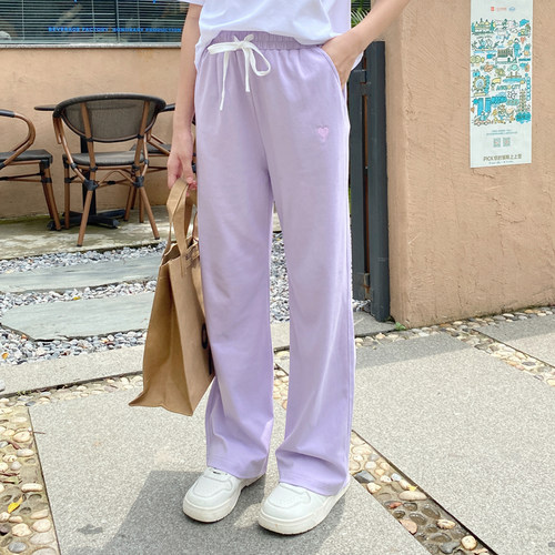休闲宽松紫色夏季新款女童阔腿裤