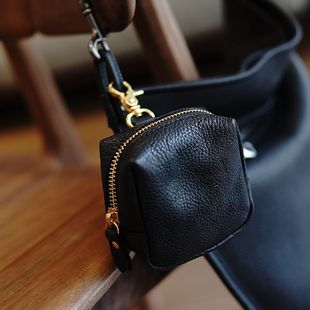 简约植鞣皮钥匙包迷你手拎大容量耳机口红硬币文玩收纳包零钱包