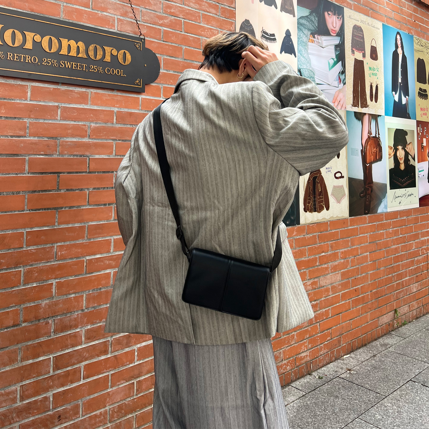 NIN设计款古着感男女斜挎包休闲挎包INS单肩包百搭通勤包手机小包