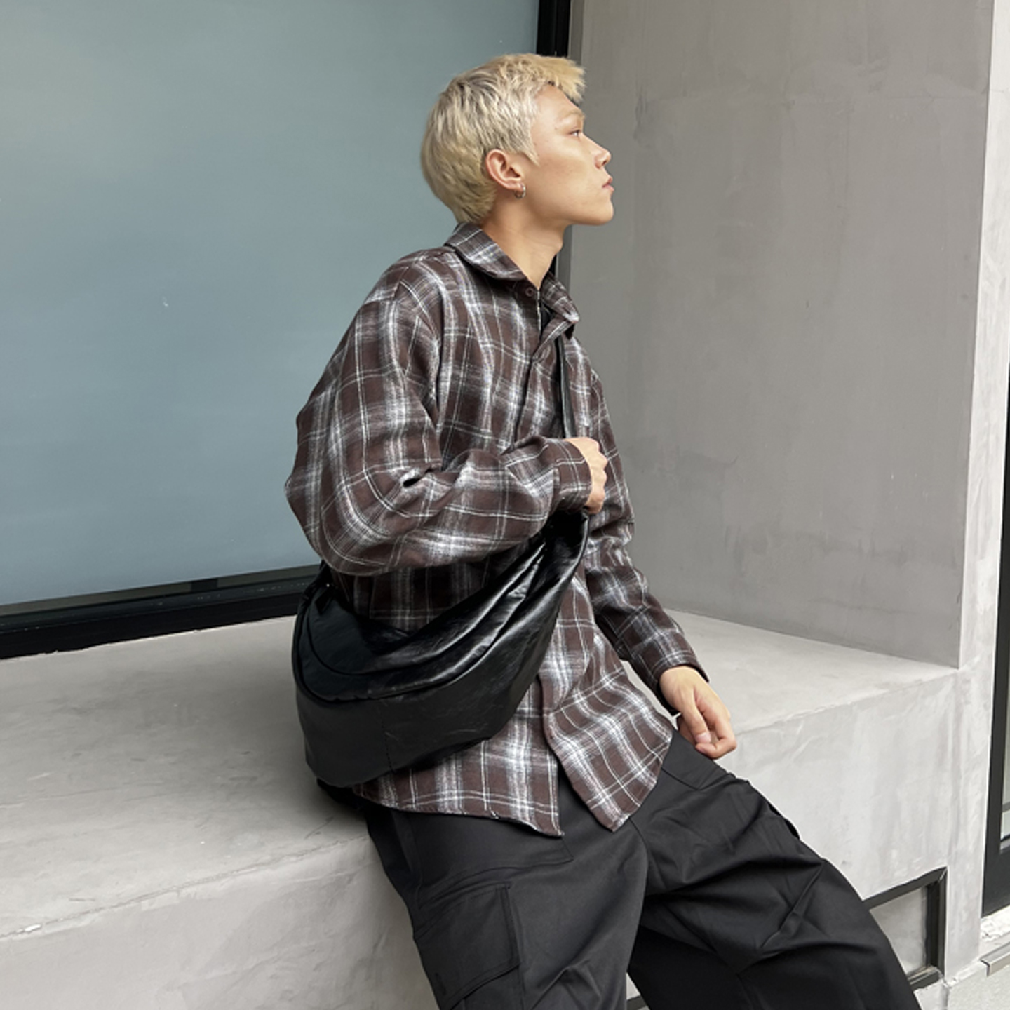 NIN日系ins软皮pu腋下HOBO手提托特可颂通勤百搭饺子包时髦男女潮