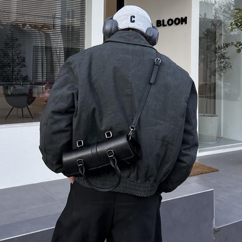 NIN设计款原宿复古单肩斜手提波士顿枕头包时髦个性托特包男女潮