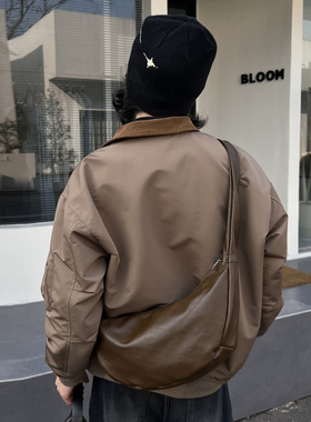 NIN腋下复古托特挎包男女饺子包pu腋下hobo通勤托特慵懒风大容量