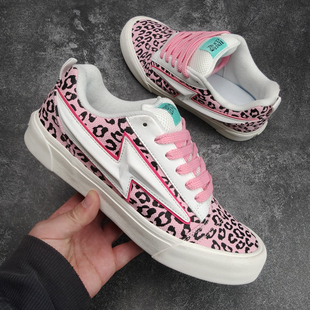 HNLY CLN黑粉色豹纹个性情侣街头板鞋闪电鞋胖胖面包鞋休闲鞋潮鞋