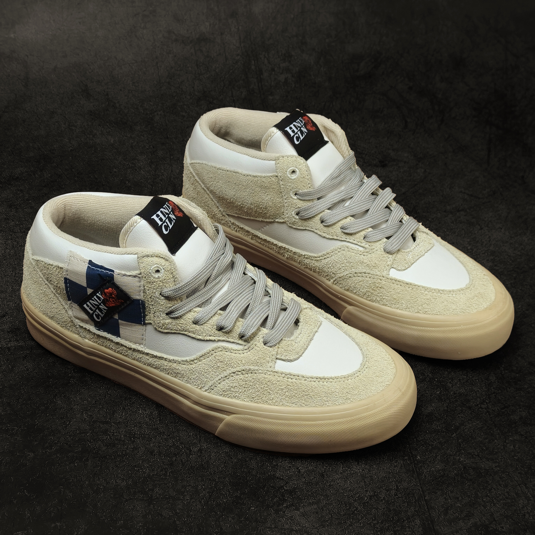 Half cab米黄白拼接反绒真皮美式复古中帮板鞋潮鞋休闲鞋街拍