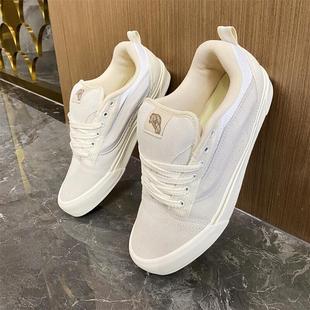 百搭休闲鞋 米白色复古低帮男女板鞋 胖胖面包鞋 skool美式 街拍 knu