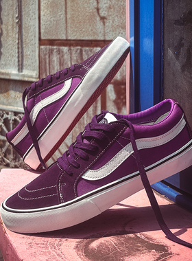 新款紫色低帮男鞋Sk8 low休闲鞋纯色简约百搭学生板鞋复古帆布鞋