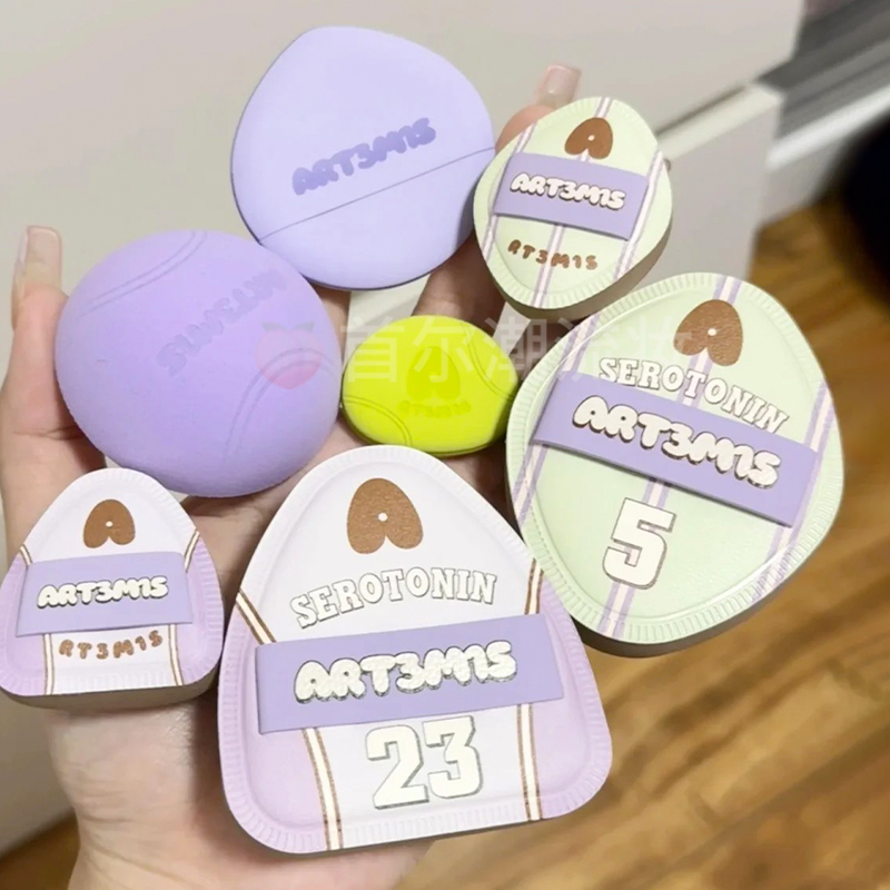 小猴子凹凸迷思粉扑网球菱零伍气垫腮红定妆不吃粉迷你手指绒地咚