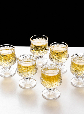 创意复古刻花白酒杯一两50毫升家用小号烈酒杯一口杯古典洋酒杯子