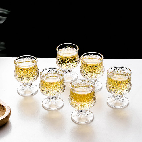 白酒杯刻花酒杯北欧复古一两口杯