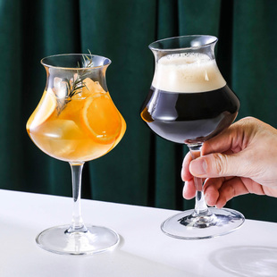 复古反口鸡尾酒杯酒吧餐厅特调饮品杯个性 高脚玻璃杯子拿铁咖啡杯