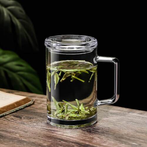 加厚玻璃带盖泡茶杯茶楼棋牌室