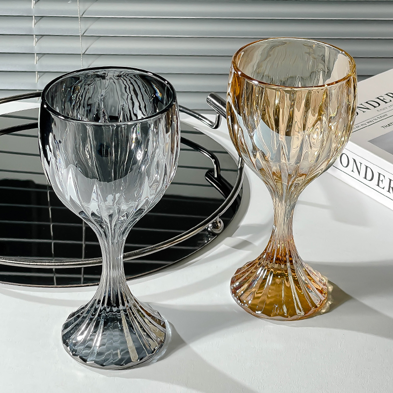 高档水晶玻璃星芒浮雕高脚红酒杯