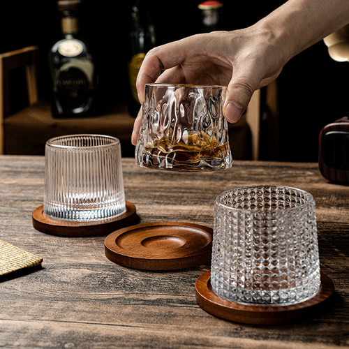 不倒翁条纹旋转洋酒杯子玻璃酒杯