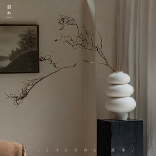 叕木 饰陶罐 手工陶艺花瓶侘寂民宿酒店花器插花复古陈设品摆件装