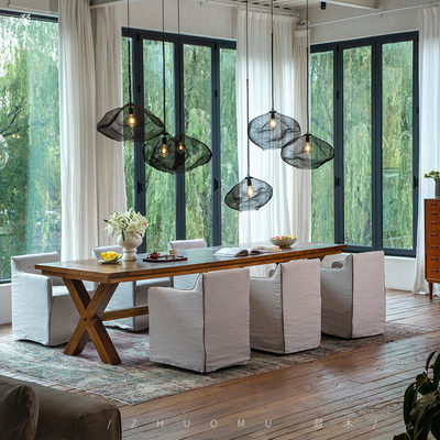 叕木老柚木南洋复古风长方形餐桌