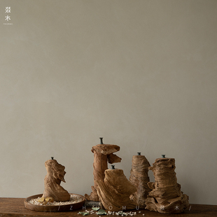 饰品 侘寂风实木干花器原木仿真花瓶摆件客厅创意家居装 叕木 日式