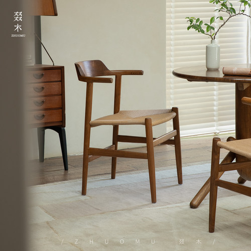 叕木汉斯PP68设计师柚木草绳编椅
