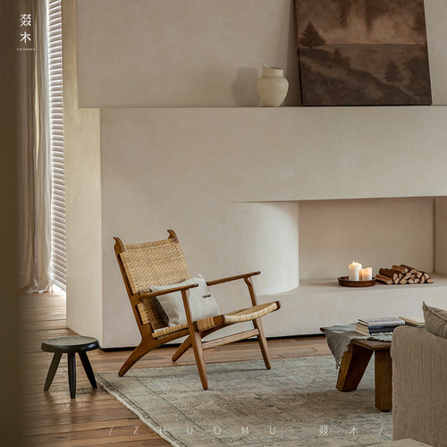 叕木实木牛角椅丹麦中古风休闲椅