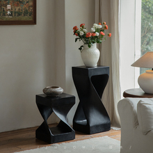 叕木|整木创意\侘寂中古风全实木民宿设计师木墩花架边几黑色木桩