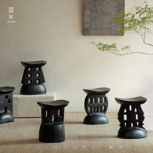 叕木|汤加凳\非洲部落侘寂风设计师全实木沙发边几民宿装饰凳子