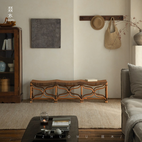 叕木植物真藤手工编织多人位长凳