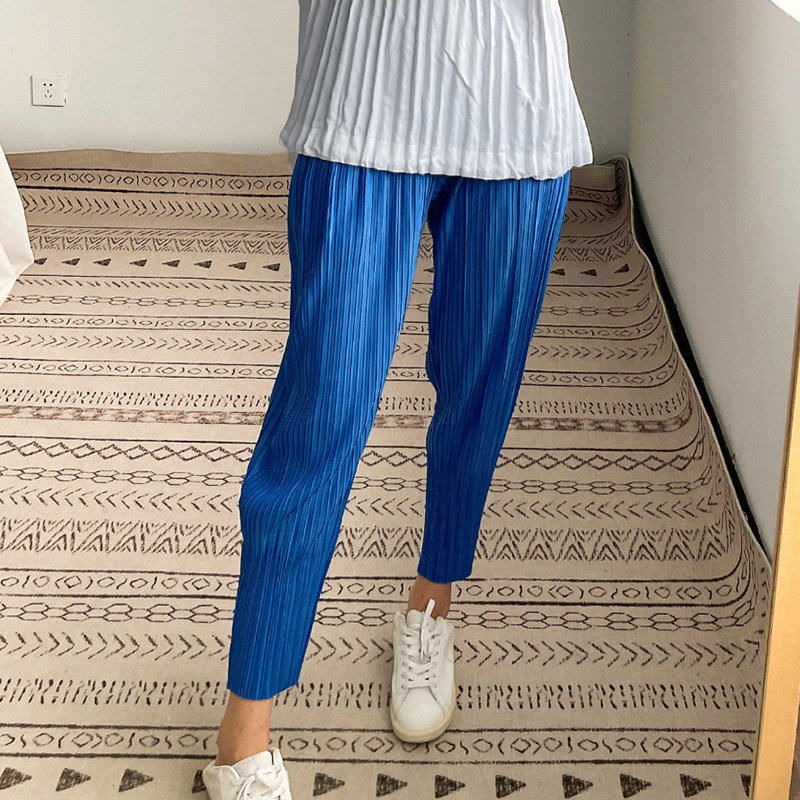 三宅褶皱哈伦裤女宽松老爹裤显瘦休闲裤