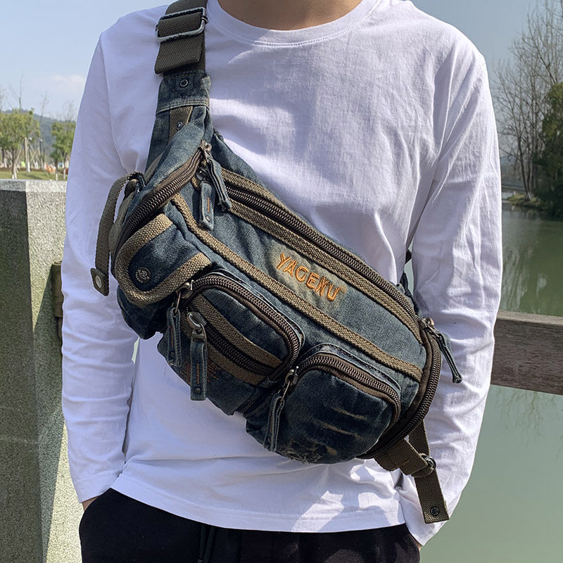 胸包男牛仔布单肩包大容量腰包复古时尚包包2023新款潮斜挎包背包,箱包皮具/热销女包/男包,男士包袋,淘宝优惠券,粉丝福利购,淘宝优惠卷