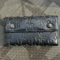 Genuine Leather Wallet, Long Style, Cowhide, Double Buckle, Cross Embroidery, Size 20*10, Thickness 2.5cm, in Stock, Ready to Ship