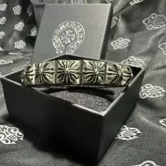 Trendy Cross Studded Bracelet, Genuine Leather, High-End Version, European and American Style, Popular in Japan and Korea, with Packaging