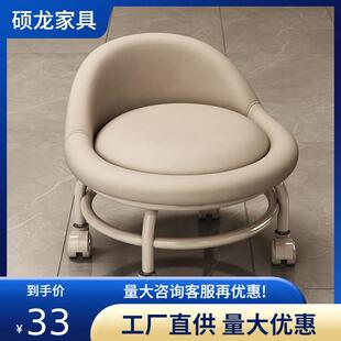 小板凳靠背客厅带小凳子家用滑轮结实耐用矮凳万向轮小凳子小椅子