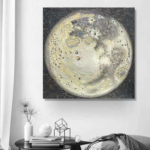 手绘肌理油画月球表面纹理简约轻奢立体装饰画客厅酒店别墅挂画