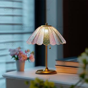 法式复古蝶梦台灯中古彩色琉璃高级感美式轻奢卧室床头装饰氛围灯