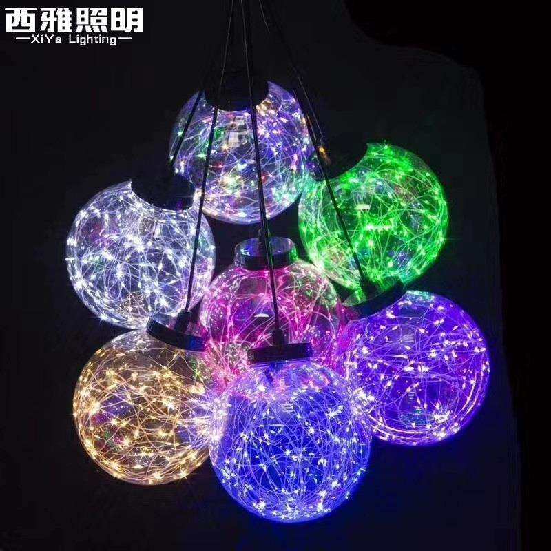 户外led发光圆球灯挂件铜线灯彩灯花园圣诞布置挂树灯装饰氛围灯