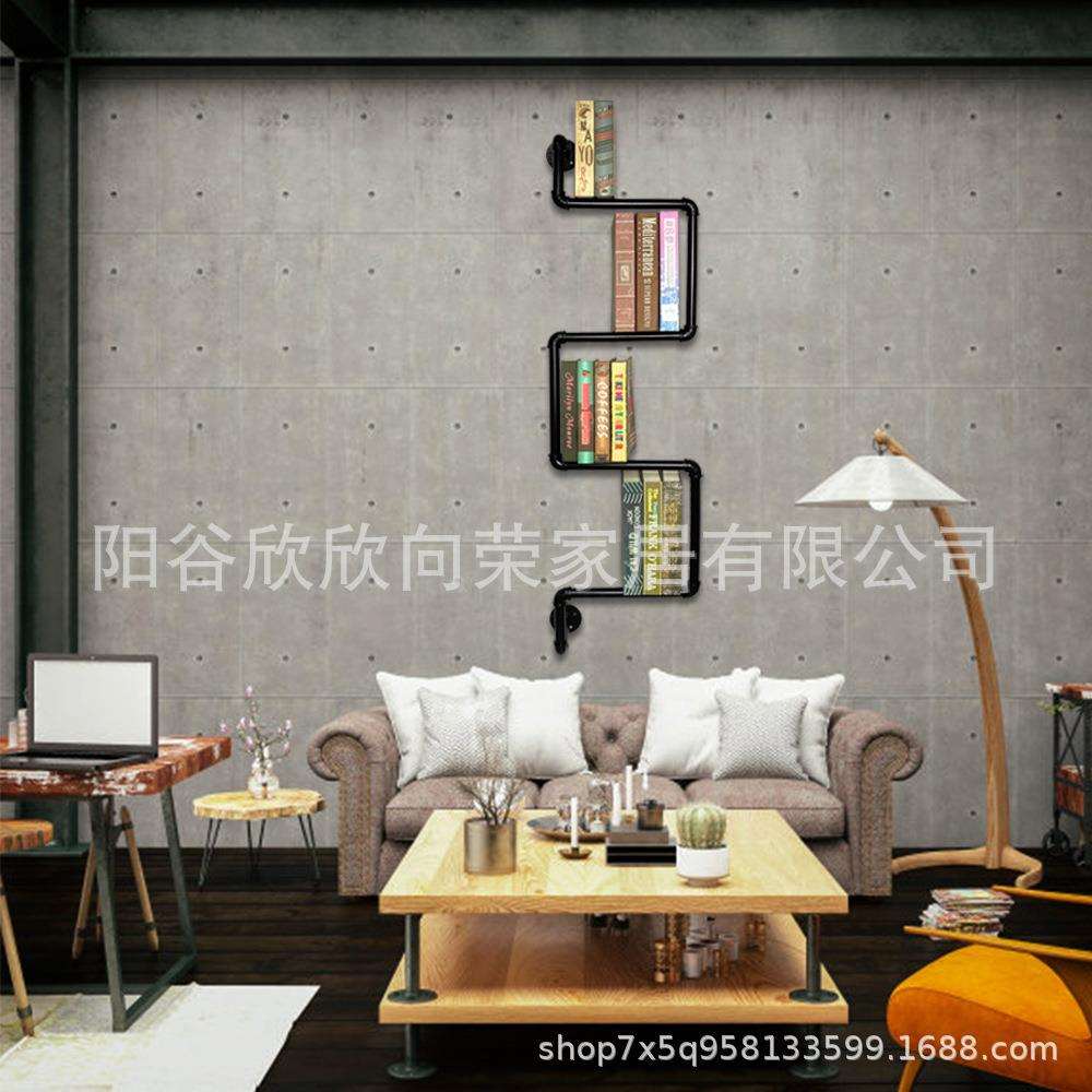 复古水管书架置物架隔板铁艺创意个性美式乡村工业简易LOFT书架