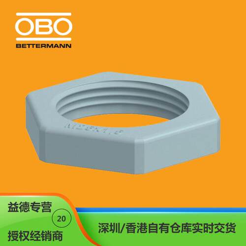 OBO 锁紧螺母，公制螺纹，银灰色 2048787/116 M25 SGR PA