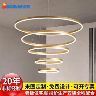 中山环形吊灯圆形灯圈圈灯公区办公服装店商场挑空挑高LED工程灯