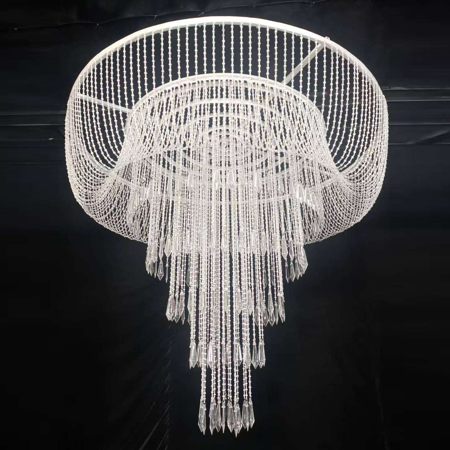 新款婚庆道具水晶亚克力珠帘吊顶婚礼现场吊灯挂件舞台布置水晶灯