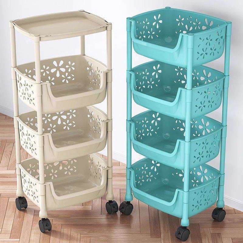 厨房置物架卫生间落地多层菜篮子蔬菜架子菜筐放菜可移动书架耐用