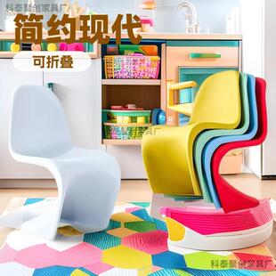 简约现代塑料儿童餐椅家用靠背椅成人潘东椅会议室洽谈椅子化妆凳
