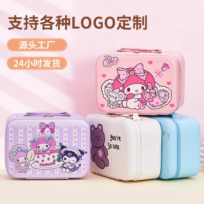 新品卡通动漫化妆箱PU防水便携式化妆品收纳盒高颜值大容量手提箱